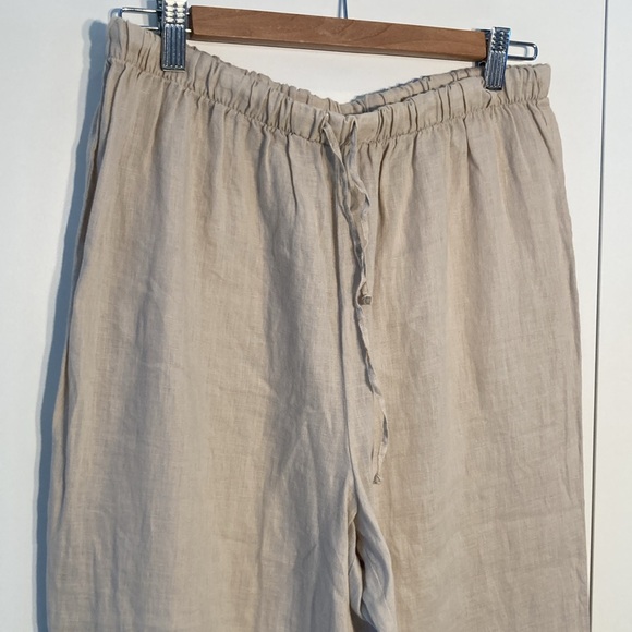 Eileen Fisher Irish linen cropped wide leg pants M - Picture 2 of 16